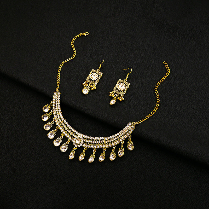 European and American Vintage Rhinestone Jewelry Set