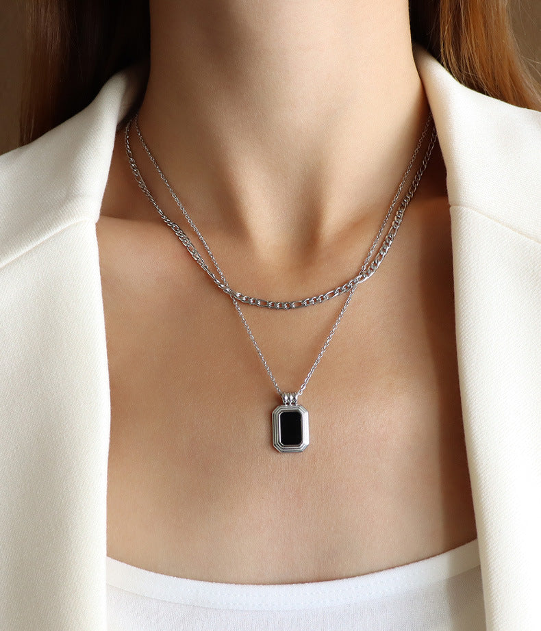 Adiffu French Double Clavicle Necklace For Women