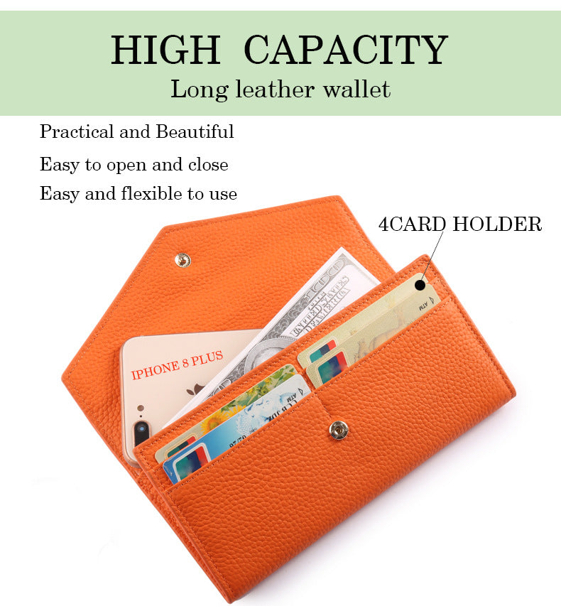 Adiffu Selected Pure Cowhide Soft Leather Long Wallet