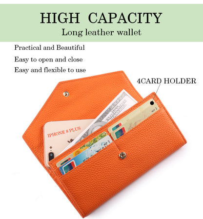 Adiffu Selected Pure Cowhide Soft Leather Long Wallet