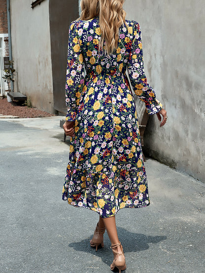 Adiffu Elegant V-neck Long Dress