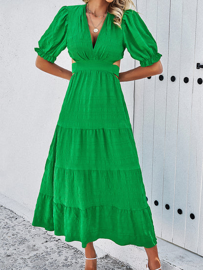 Adiffu Women's V-neck Waist Dress