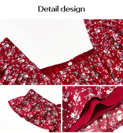 Adiffu Floral Square Collar Top