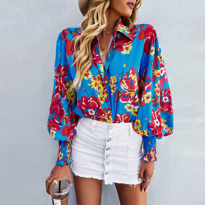 Loose Printed Long-Sleeved Shirt