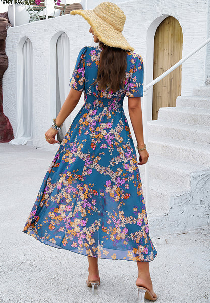 Popular Floral Short-sleeved Dress