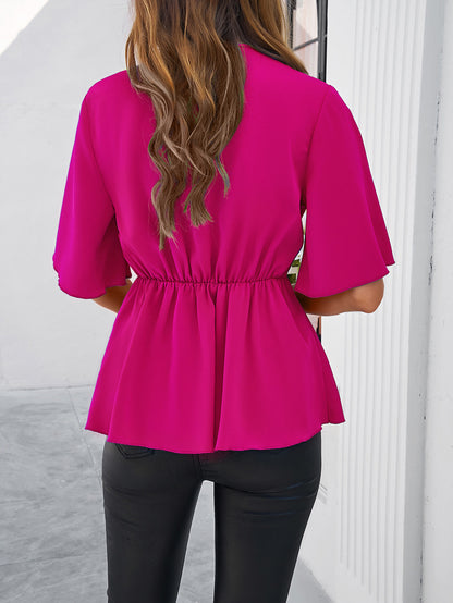 Stylish Short-sleeved Belted Top