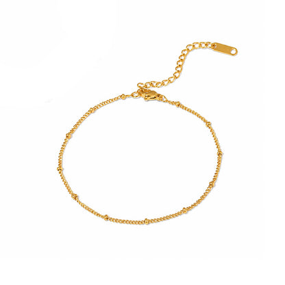 Delicate Gold Beaded Anklet-Elegant Stainless Steel Foot Jewelry