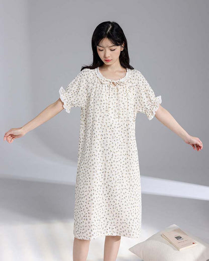 Adiffu Summer Cotton Floral Dress Pajamas