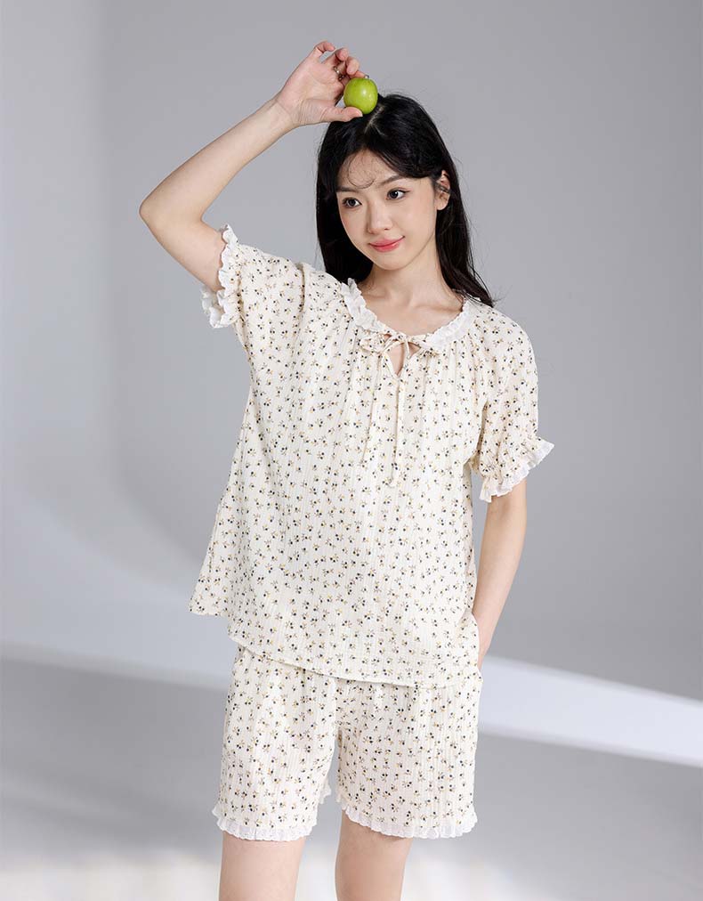 Summer Floral Cotton Pajamas For Women