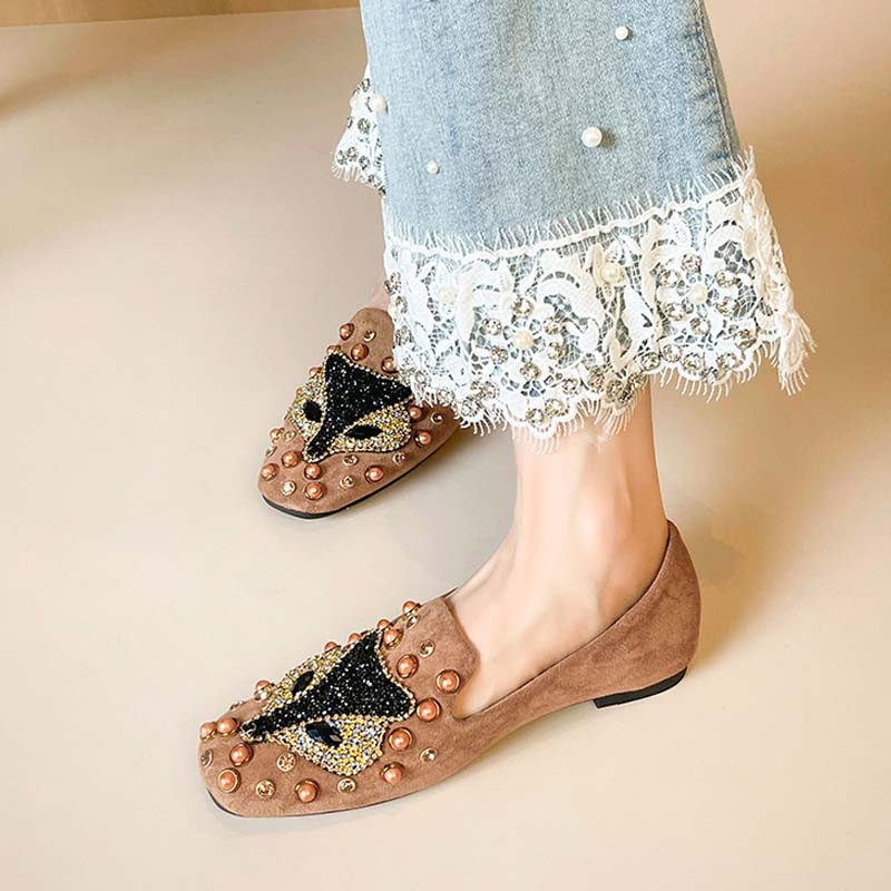 Adiffu Chic Studded Flat Loafers with Soft Comfort Sole