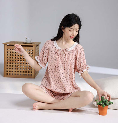 Summer Floral Cotton Pajamas For Women