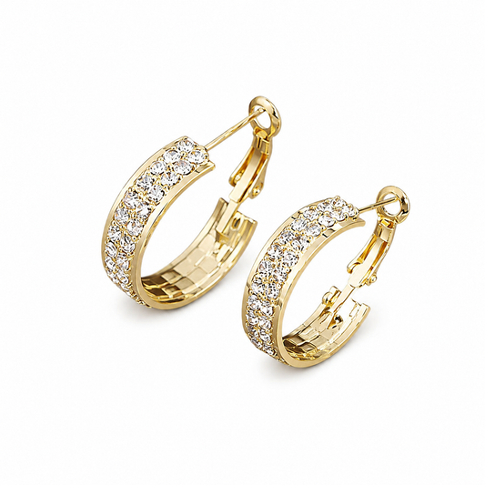 High-end C-shaped Full Diamond Earrings