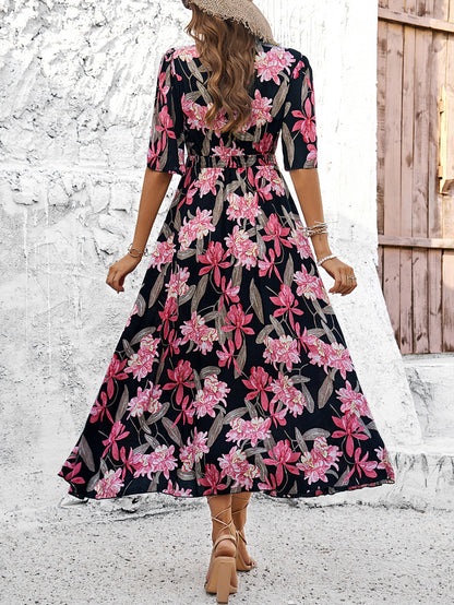 Spring/Summer Holiday Casual Print Slit Dress