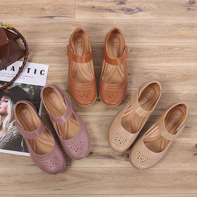 Simple Shallow Hollow Casual Flat Women's Shoes