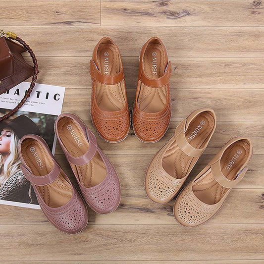 Simple Shallow Hollow Casual Flat Women's Shoes