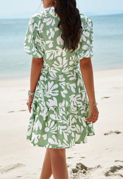 Stylish Printed Short-sleeved Dress