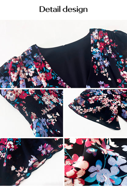 Popular Floral Short-sleeved Dress