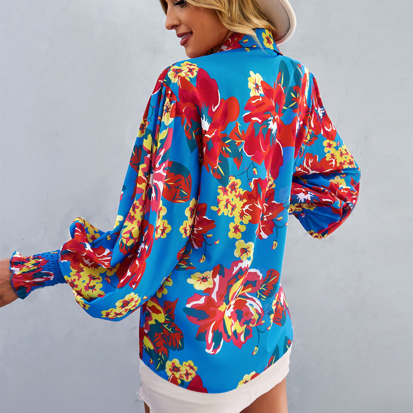 Loose Printed Long-Sleeved Shirt