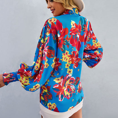 Loose Printed Long-Sleeved Shirt