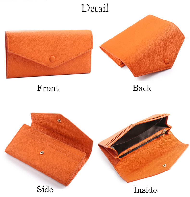 Adiffu Selected Pure Cowhide Soft Leather Long Wallet
