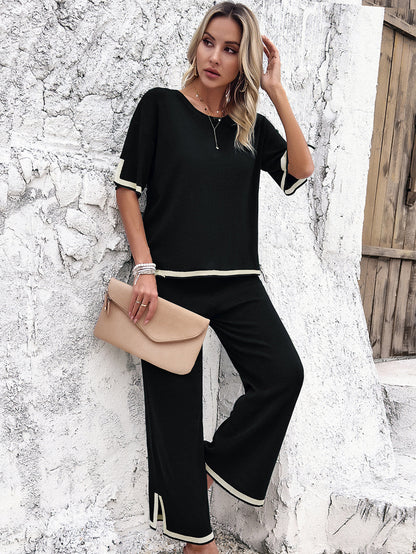 Adiffu Casual Short Sleeve Knit Suit
