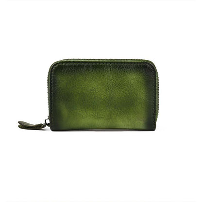 Adiffu Vintage Mini Leather Zipper Card Bag