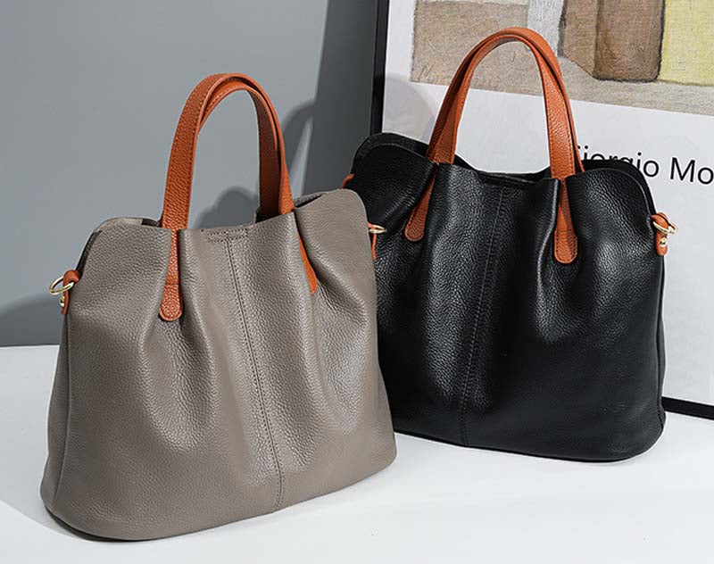 Adiffu Genuine Leather Handbags Head Layer Cowhide Litchi Grain Women Crossbody Bag