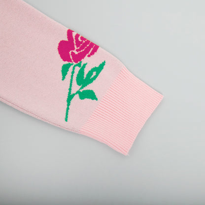 Adiffu Loose Colored Rose Crew-neck Sweater