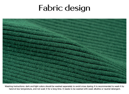 Adiffu Knitted Sweater Dress With Square Collar-Green