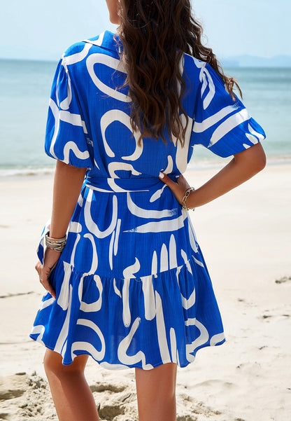 Stylish Printed Short-sleeved Dress