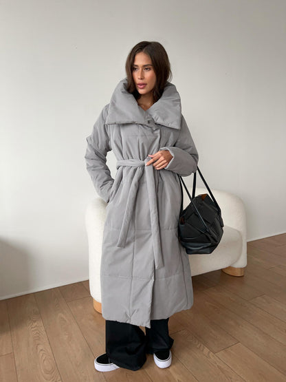 Adiffu Loose Casual Warm Long Stand-up Collar Cotton-padded Jacket