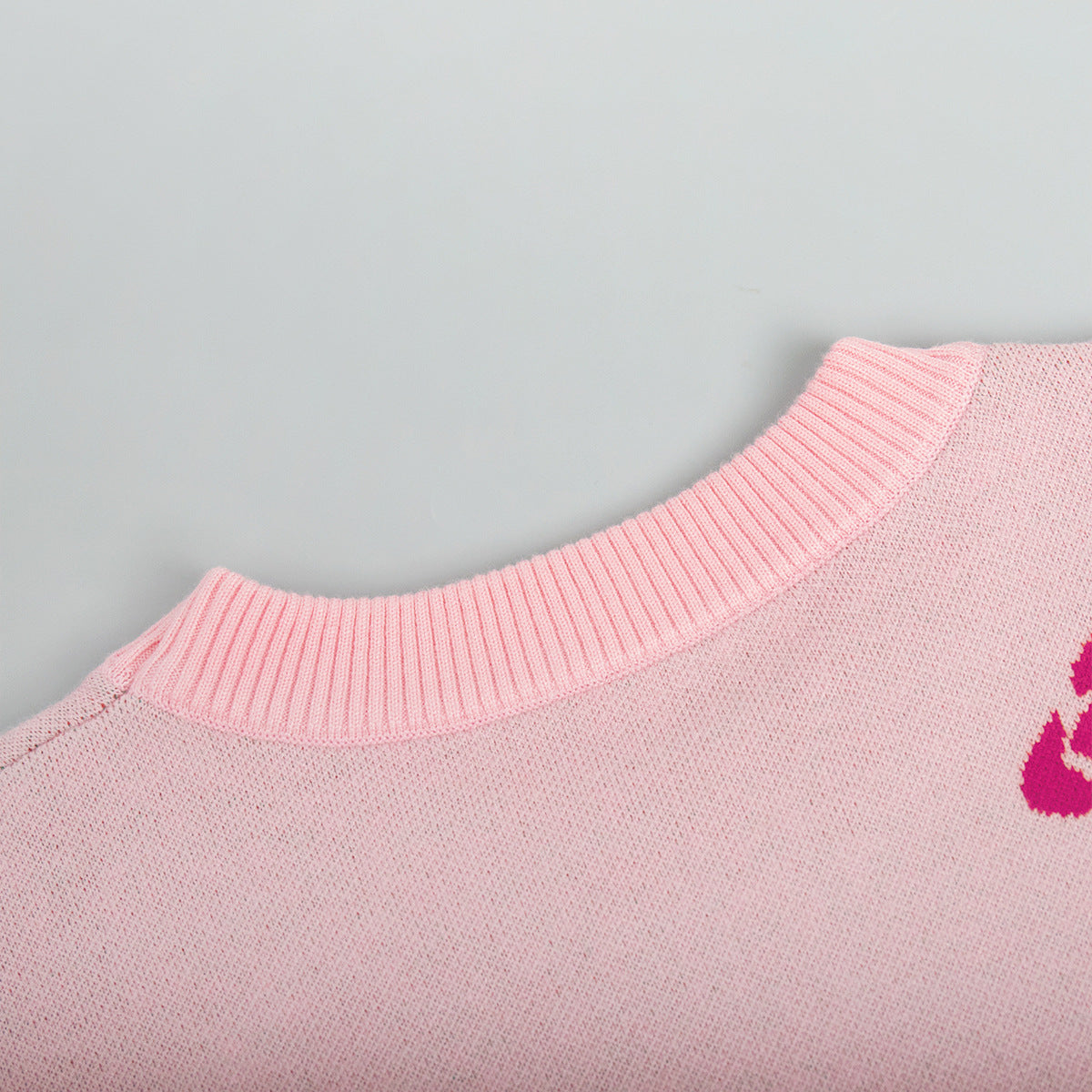 Adiffu Loose Colored Rose Crew-neck Sweater