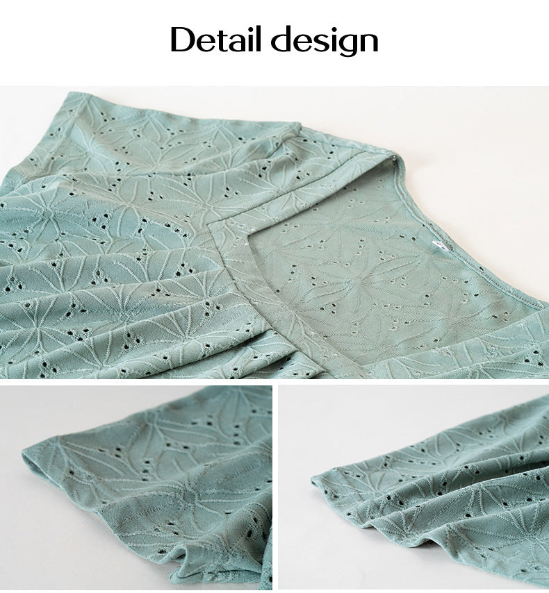 Adiffu Knitted Short Sleeve Top-Pea Green