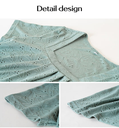 Adiffu Knitted Short Sleeve Top-Pea Green