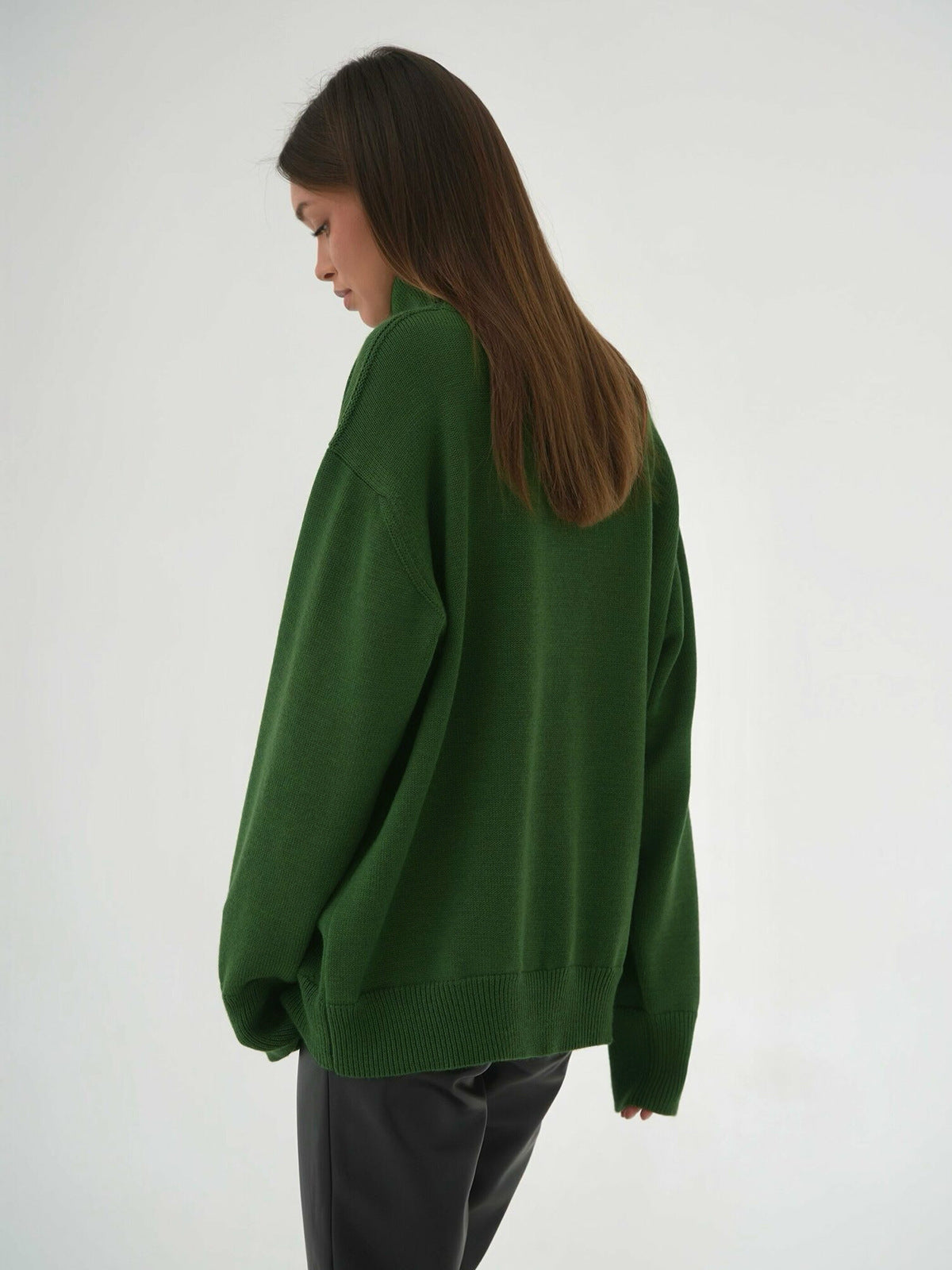 Adiffu Autumn Winter Solid Color Loose Knitted Sweater