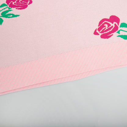 Adiffu Loose Colored Rose Crew-neck Sweater