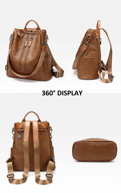 Adiffu Casual Soft Leather Backpack For Women
