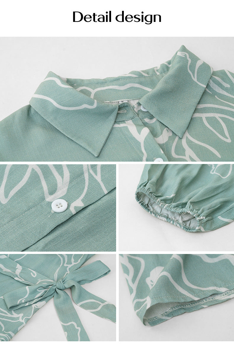 Stylish Printed Short-sleeved Dress