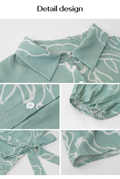 Stylish Printed Short-sleeved Dress