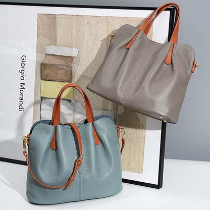 Adiffu Genuine Leather Handbags Head Layer Cowhide Litchi Grain Women Crossbody Bag