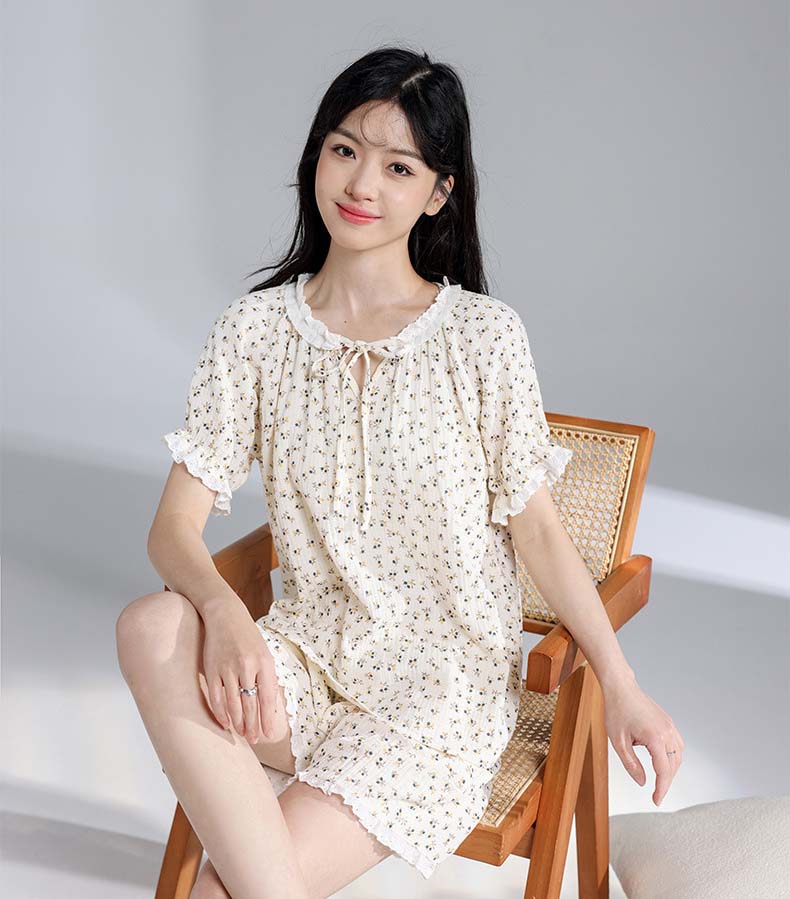 Summer Floral Cotton Pajamas For Women