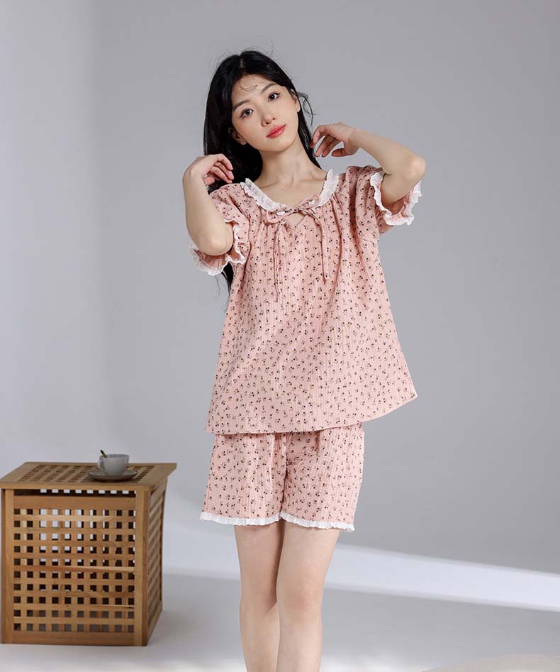 Summer Floral Cotton Pajamas For Women