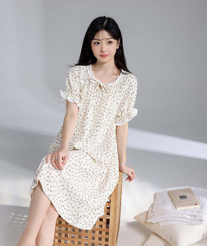 Adiffu Summer Cotton Floral Dress Pajamas
