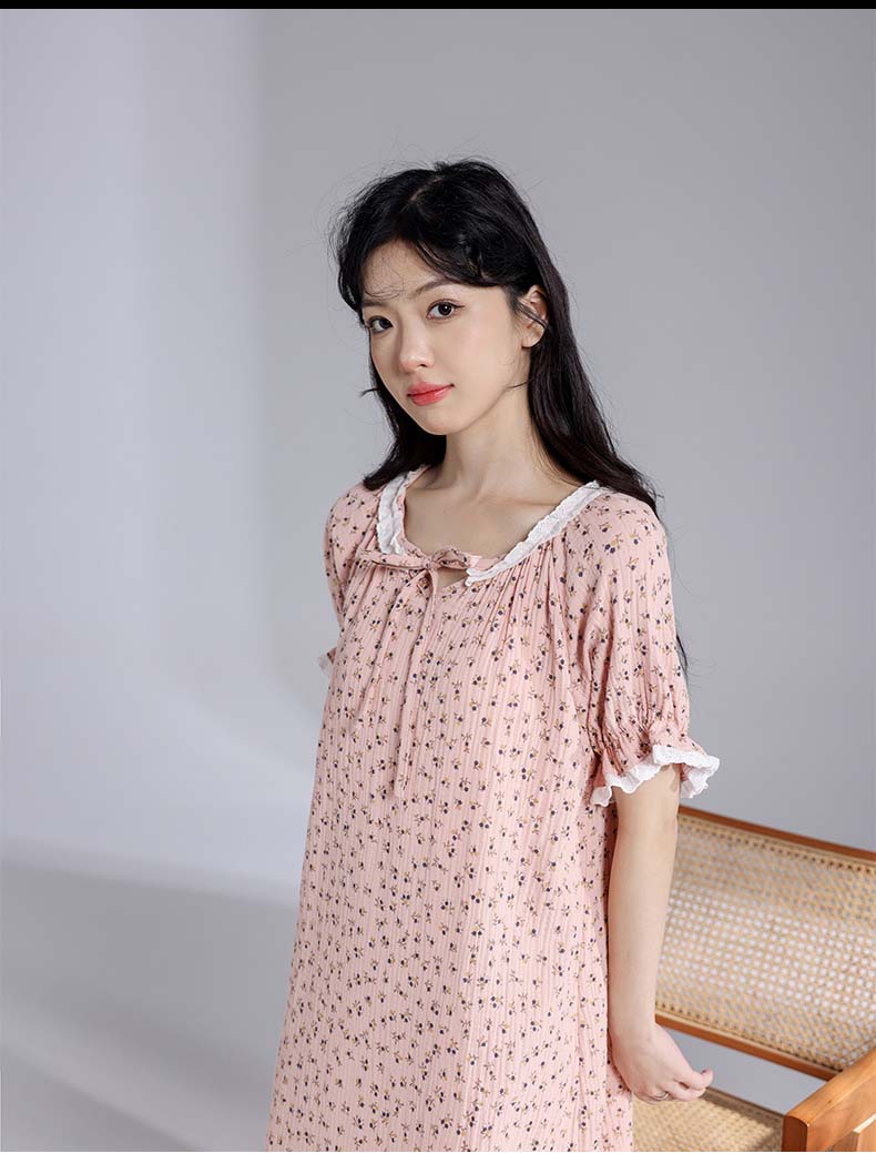 Adiffu Summer Cotton Floral Dress Pajamas