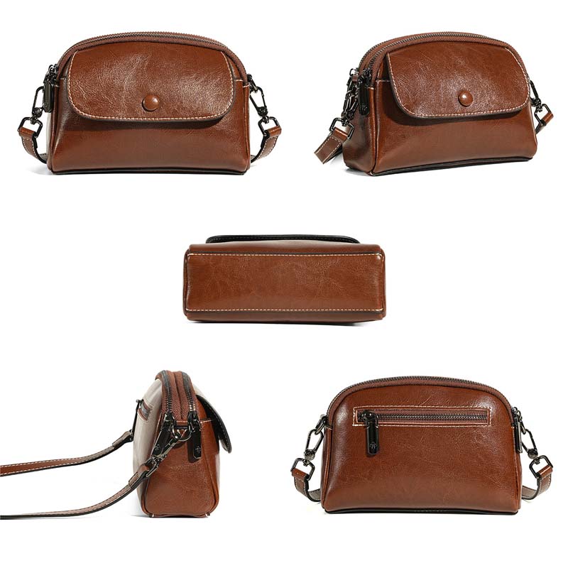 Adiffu Multi-compartment Genuine Leather Women's Mobile Phone Bag