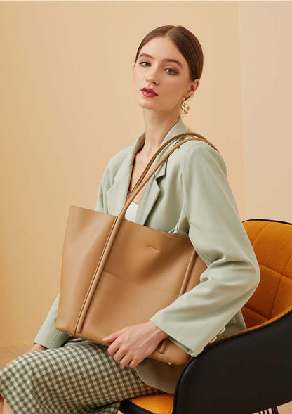 Adiffu Large Capacity Leather Handbag Shoulder Bag Women's Tote Bag