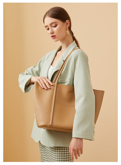 Adiffu Large Capacity Leather Handbag Shoulder Bag Women's Tote Bag
