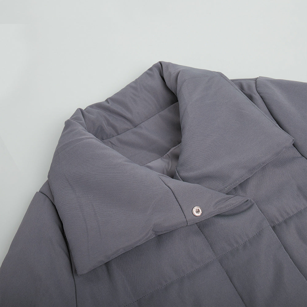 Adiffu Loose Casual Warm Long Stand-up Collar Cotton-padded Jacket