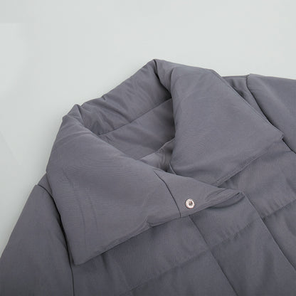 Adiffu Loose Casual Warm Long Stand-up Collar Cotton-padded Jacket