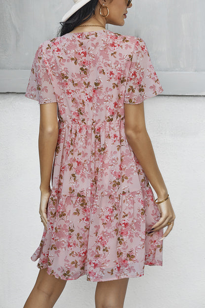 Stylish V-neck Floral Skirt
